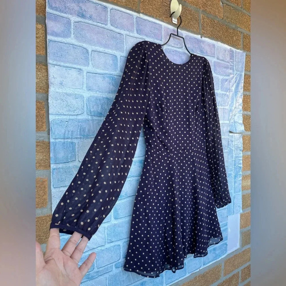 REFORMATION Viscose POLKA DOT Print V-BACK Balloon Sleeve WESTWOOD MINI Dress 0 - Picture 4 of 13